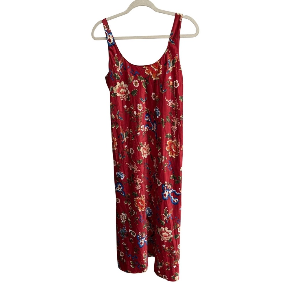 NATORI Women's Satin Floral Red Gown Size Large NWT